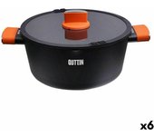 Cacerola con tapa de cristal quttin gastro negro naranja 34,5 x 25,5 x 12 cm (6 unidades)