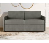 Sofá cama de 3 plazas de tela tipo italiano calife - gris claro - somier de láminas de 140 cm - colchón de 18 cm