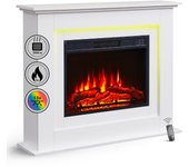Balderia finn | chimenea eléctrica de pie | calefacción eléctrica 2000 w | mando a distancia, temporizador, termostato | blanco