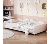 Cama individual 90x200cm en tejido de rizo francés - con somier - blanco