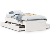 Cama para adulto | cama individual | cama sin colchón con cajones madera de pino blanco 90x200 cm cfw88765