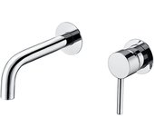 Valaz grifo lavabo empotrado redondo monomando cromado con caño de 15cm fino y fijo - serie deva