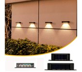 Paquete de 4 luces solares de pared para exteriores, impermeables, con interruptor automático, 4 luces led