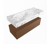 Mondiaz alan-dlux 110cm mueble de baño rust 1 cajón. con lavabo cloud izquierda 1 orificio color glace