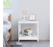 Costway mesita auxilia con estante mesita de café de madera mesa para salón dormitorio oficina color blanco