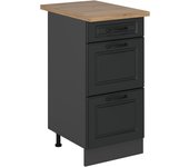 Vicco mueble bajo de cocina r-line, antracita casa de campo, 40 cm con cajones, et roble