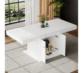Mesa de comedor extensible para 4 a 6 cubiertos con 2 puertas - l140/180xw80xh76cm - tablero de partículas - blanco