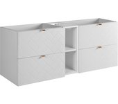 Mueble de baño, blanco mate, 140 x 57 x 46 cm, tiradores dorados