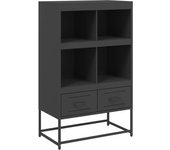 Aparador | aparador de comedor | armario de cocina de acero laminado en frío negro 68,5x39x111,5 cm cfw75550
