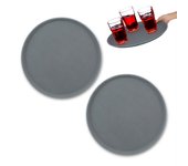 Relaxdays bandejas camarero, pack de 2, superficie antideslizante, redonda, bares, restaurantes, bebidas, ø 45 cm, gris