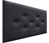 Dhome cabecero de polipiel con 3 hileras intercaladas de botones cabezal tapizado cama lujo (negro, 105cm)