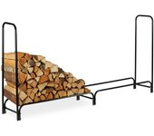 Relaxdays leñero exterior, leñera interior, acero, 122 x 245 x 40 cm, negro