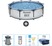 Paquete de piscina - bestway - alrededor - 305x305x76 cm + accesorios cb50