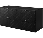 Mueble de baño, negro mate, 120 x 57 x 46 cm, tiradores plateados