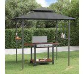 Cenador para barbacoa y estantes laterales antracita 240x150x243cm acero