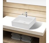 Maison exclusive - lavabo de cerámica cuadrado orificio de grifo y desagüe blanco