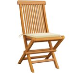 Sillas de jardín 8 uds madera maciza de teca con cojines crema