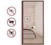 Cortina magnética antimosquitos, antimosquitos, sin perforaciones, puerta con mosquitera magnética, marrón 90*200cm