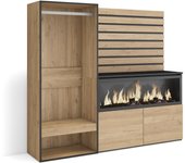 Amueblate online, aparador, con almacenamiento, 167x145x35 cm, dormitorio, habitación, chimenea eléctrica, vestidor abierto, roble