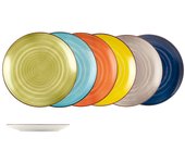 H&h set 12 piatti piani caribe in stoneware colori assortiti cm 26