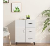Aparador | aparador de comedor | armario de cocina de madera contrachapada blanco brillante 69,5x34x90 cm cfw19433