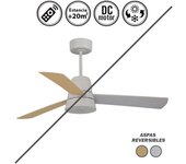Ventilador de techo exterior sin luz silencioso dc con mando mist gris-madera 132 cm invierno-verano