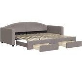 Cama para adulto | cama individual | sofá cama nido con cajones tela gris taupe 90x200 cm cfw19069