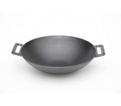 Lätt home wok de hierro fundido 31 x 8,5cm apto para placa inducción, vitrocerámica, gas y parrilla - permite cocción uniforme - negro