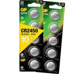 Gp cr2450 3v - pack de 10 pilas cr 2450 de litio botón litio puro, mayor rendimiento y duración sin mercurio