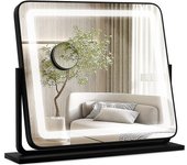 Costway espejo maquillaje de luz led, espejo tocador con 3 modos de iluminación de color, espejo con luz, pantalla de control táctil y rotación de 360