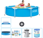 Paquete de piscina - intex - alrededor - 244x244x51 cm + accesorios a1412