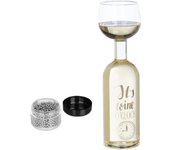 Relaxdays copa vino con botella, copón de cristal, decantador, regalo chistoso, dicho inglés, 750ml, transparente