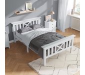 Cama con cabecero - 90 x 200 cm - pino - somier - blanco