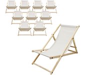 10 sillas de playa plegable de madera tumbona beige de jardín hamaca impermeable