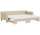 Sofá cama nido con colchón tela crema 80x200 cm