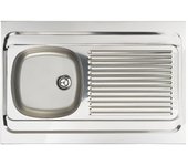 Fregadero de instalación nu lavelli, suave 18/10 acero inoxidable, 1 tanque, 1 drenante, l90cm