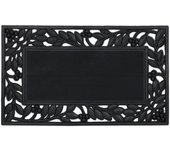 Relaxdays felpudo de goma, alfombrilla antideslizante para exteriores, diseño de hojas, con relieve, 75x45 cm, negro