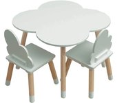 Rebecca mobili mesa y 2 sillas para niños de mdf pino verde para cuarto de niños sala de juegos