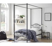 Cama con dosel leyna - 90 x 190 cm - metal - negro