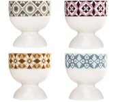 Lote de 4 hueveras de porcelana, 5cmx5cm, marca h&h