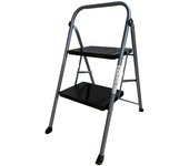 Tradineur - escalera metálica plegable de 2 peldaños - fabricado en hierro - soporta hasta un peso de 150 kg - antideslizante - 65 x 38 x 48 cm
