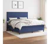 Cama con somier y colchón azul 180x200 cm tela
