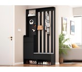 Taquilla de entrada multifuncional - con perchero y banco para guardar zapatos - mdf - negro