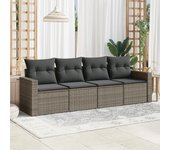 Set de sofás de jardín 4 piezas | conjunto de jardín de ocio | set de comedor de jardín y cojines ratán sintético gris cfw289419
