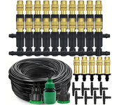 Sistema de riego de jardín, sistema de enfriamiento por nebulización, kit de riego automático con boquillas atomizadoras de latón y manguera de 30 m