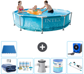 Paquete de piscina - intex - alrededor - 305x305x76 cm + accesorios a1354