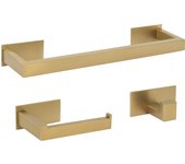 Valaz accesorios de baño adhesivos pegados sin talado oro mate con protección pvd cuadrados toallero 40cm+ percha+ portarollos - 3perchas