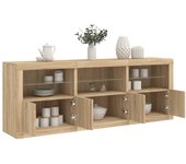 Aparador | aparador de comedor | armario de cocina con luces led roble sonoma 181,5x37x67 cm cfw60383
