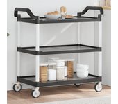 Maison exclusive - carrito de 3 niveles aluminio negro 99x50x96 cm