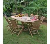 Conjunto de muebles de jardín de teca maciza timaru, 10 plazas